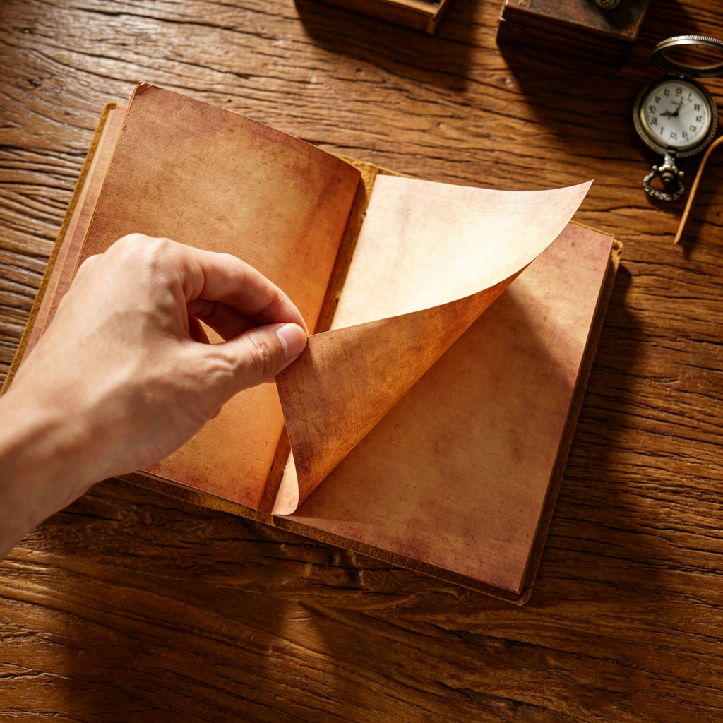 Handmade Crazy Horse Leather Travel Journal, Full Grain Cowhide Notebook with Leather Strap & Decorative Metal Key