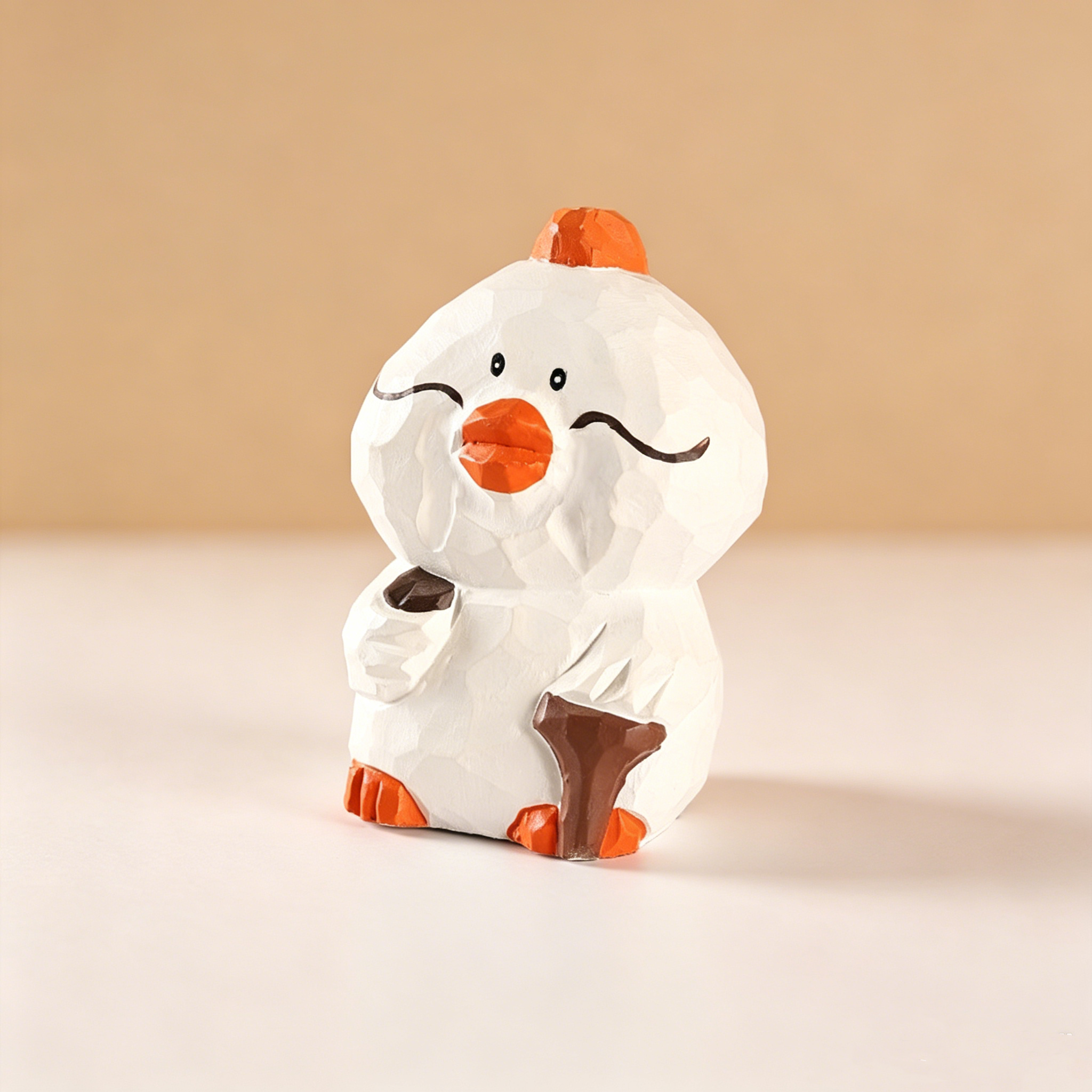Cute Handmade Wooden Duck Ornaments, Creative Tabletop Art Decor for Home Office Car Decoration