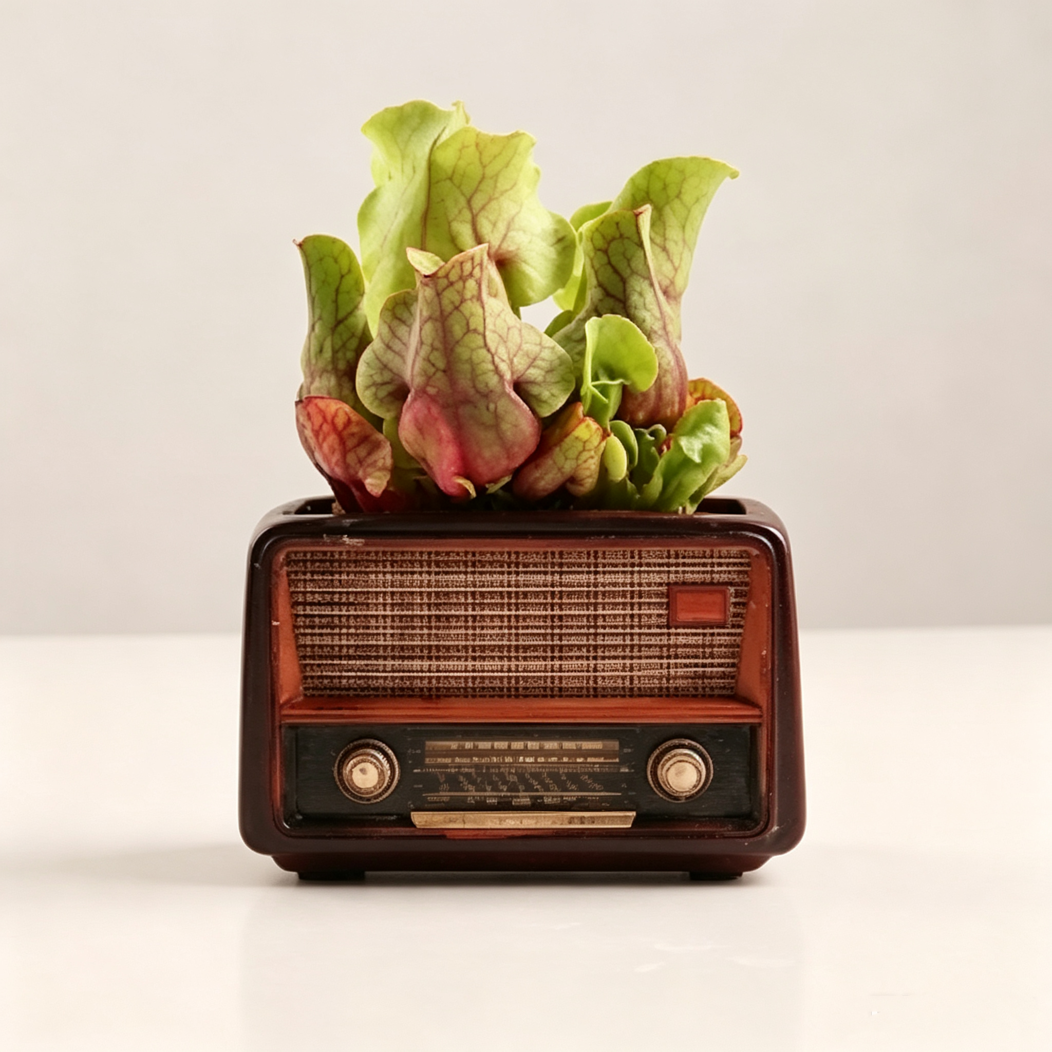 Creative Retro Radio-Shaped Planter Ornament, Multi-purpose Home Decorative Flower Pot