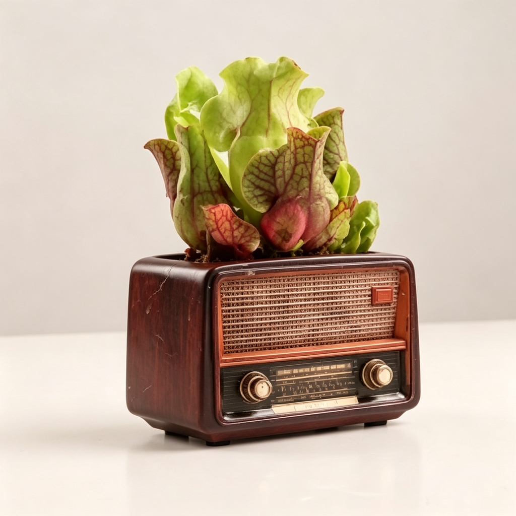 Creative Retro Radio-Shaped Planter Ornament, Multi-purpose Home Decorative Flower Pot