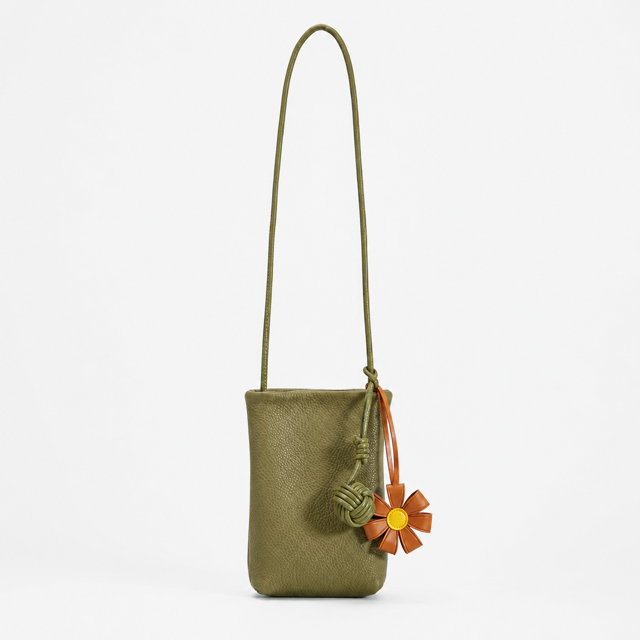 SICOPERT Small Crossbody Phone Bag with Woven Ball & Flower Charm