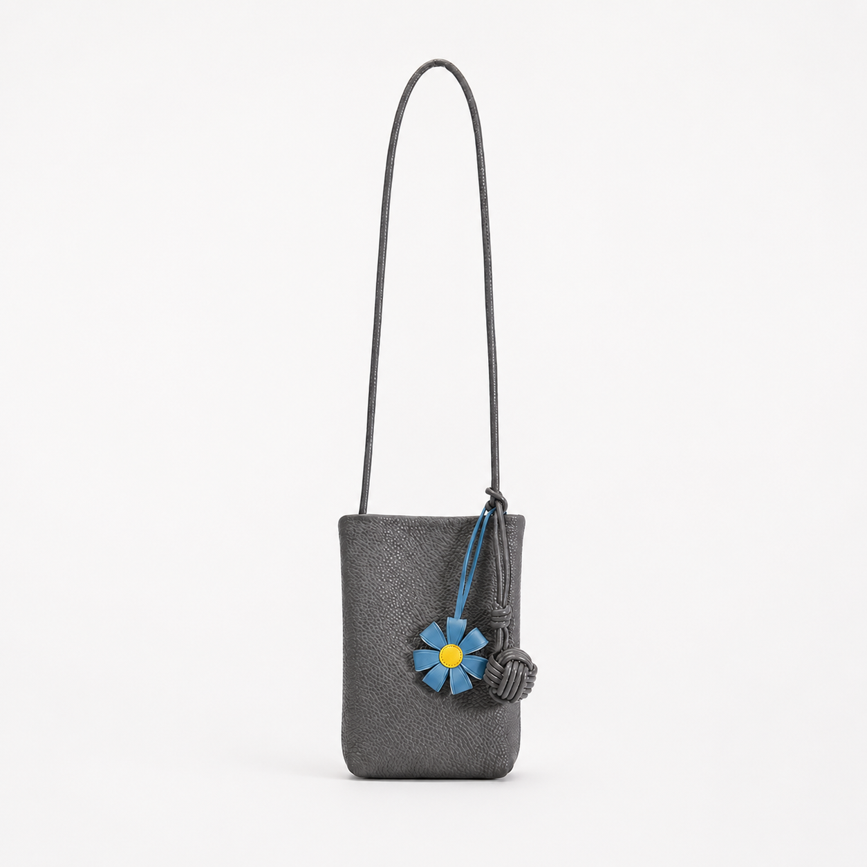 SICOPERT Small Crossbody Phone Bag with Woven Ball & Flower Charm