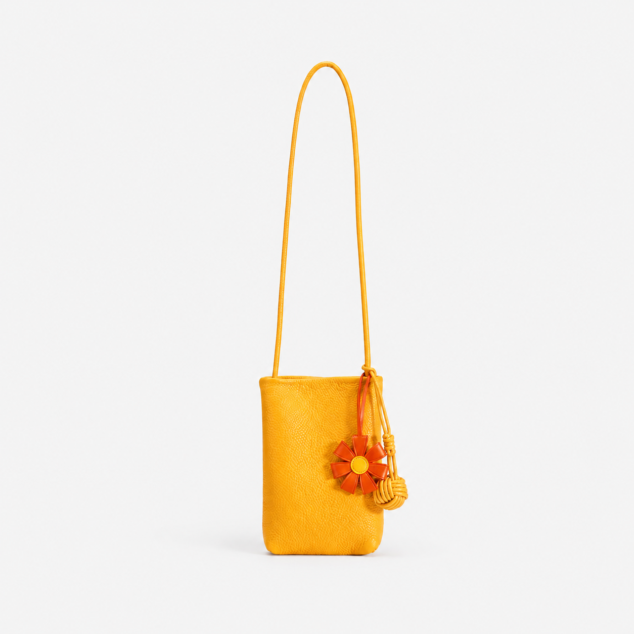 SICOPERT Small Crossbody Phone Bag with Woven Ball & Flower Charm