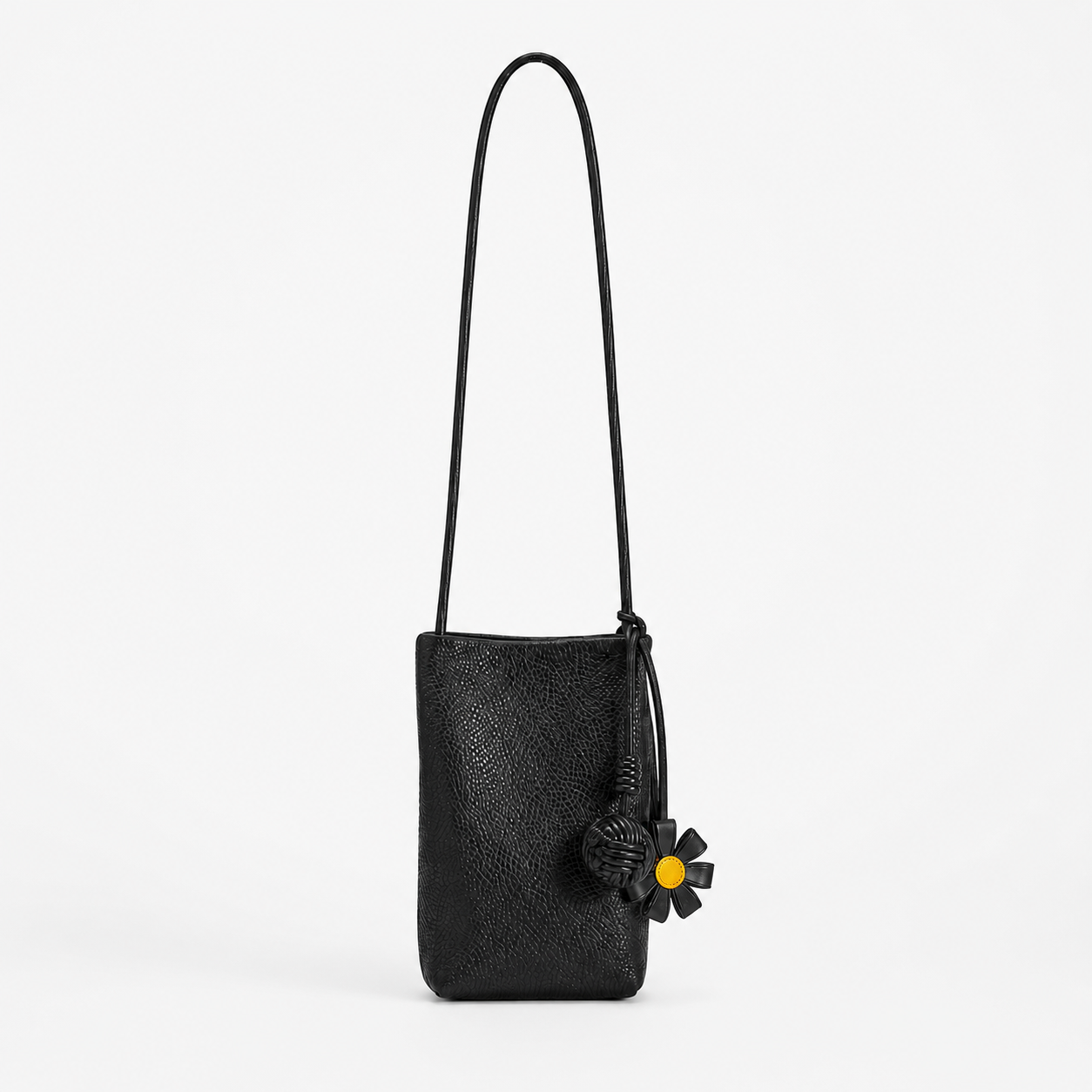 SICOPERT Small Crossbody Phone Bag with Woven Ball & Flower Charm