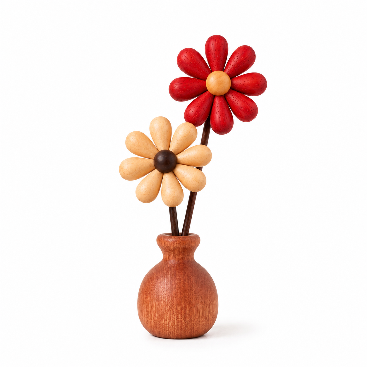 Wooden Daisy Vase Decor – Color-Coordinated Floral Tabletop Ornament for Home, Office & Gift Display