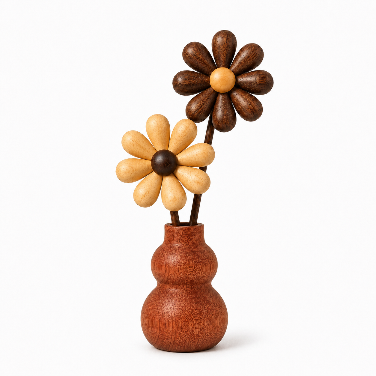 Wooden Daisy Vase Decor – Color-Coordinated Floral Tabletop Ornament for Home, Office & Gift Display