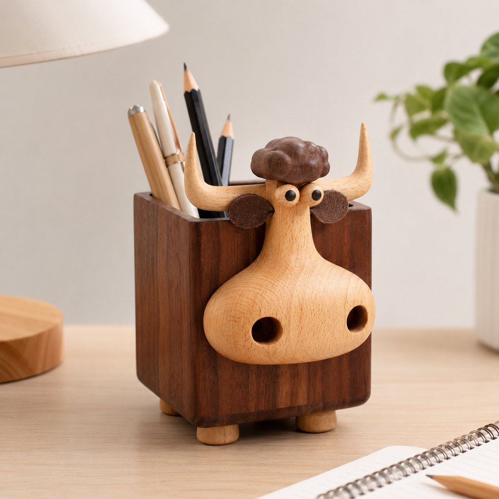 Whimsical Wooden Desk Organizer & Pencil Holder Collection