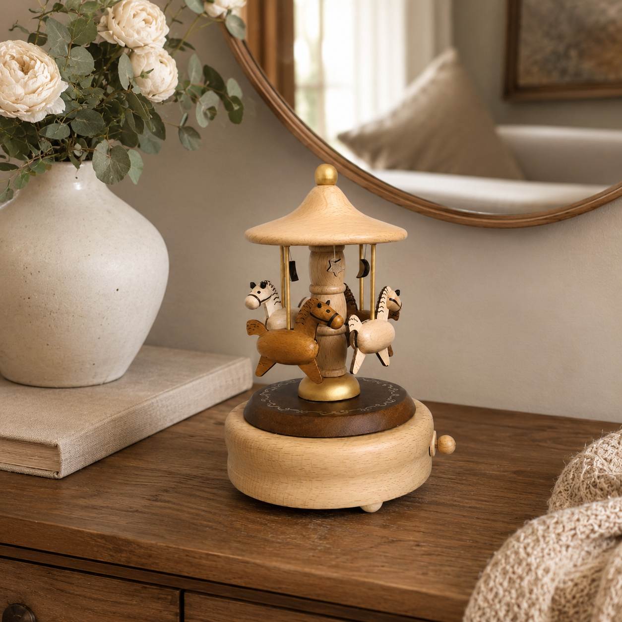 Wooden Music Box Collection – Cute Vintage Wooden Ornaments for Home Decor & Gifts