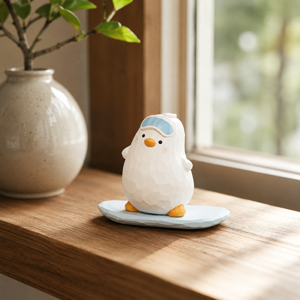 Cute Handmade Wooden Duck Ornaments, Creative Tabletop Art Decor for Home Office Car Decoration