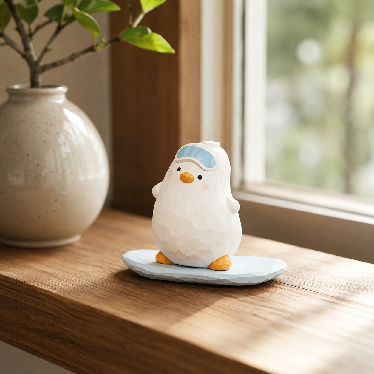Cute Handmade Wooden Duck Ornaments, Creative Tabletop Art Decor for Home Office Car Decoration