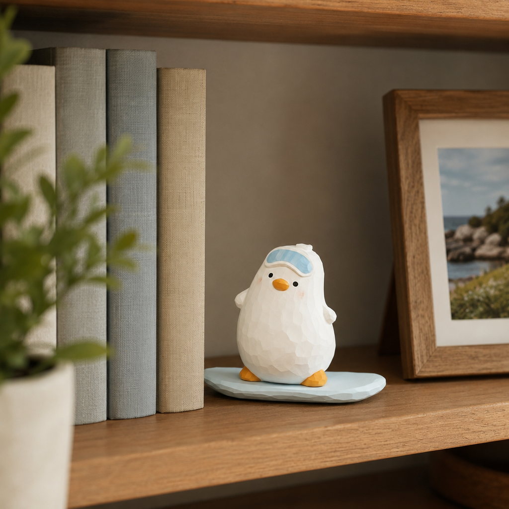Cute Handmade Wooden Duck Ornaments, Creative Tabletop Art Decor for Home Office Car Decoration