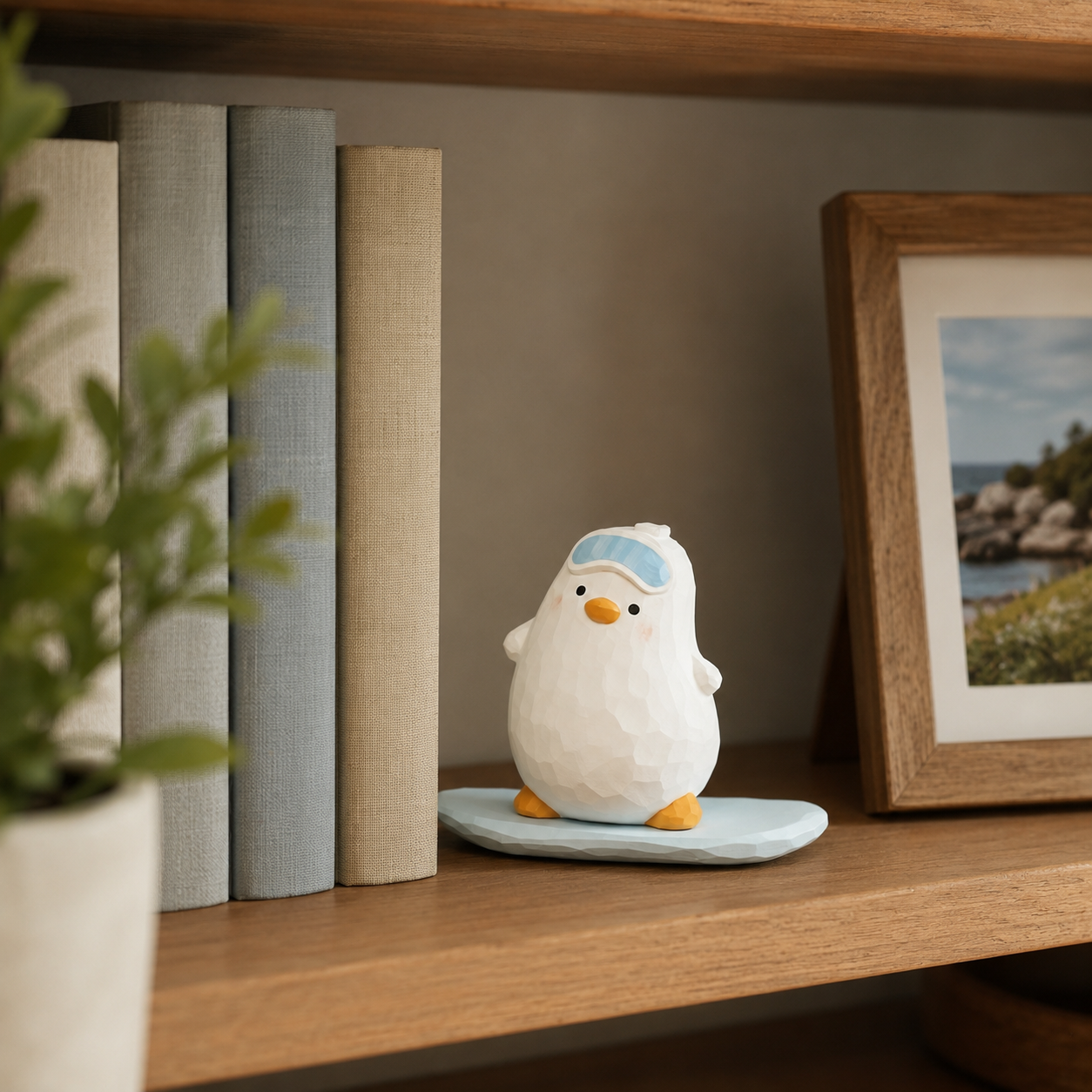 Cute Handmade Wooden Duck Ornaments, Creative Tabletop Art Decor for Home Office Car Decoration