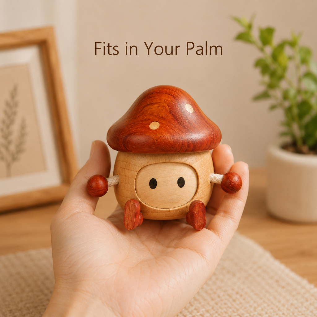 Whimsical Wooden Trinket Box – Mushroom & Cherry Cupcake Storage Decor