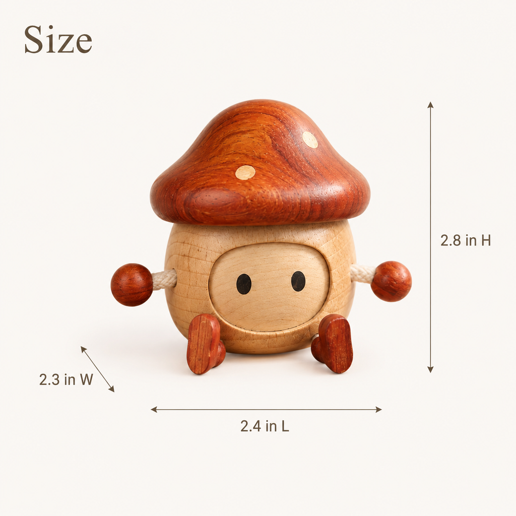 Whimsical Wooden Trinket Box – Mushroom & Cherry Cupcake Storage Decor