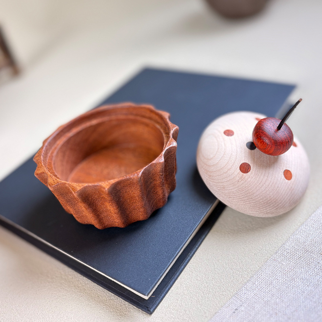 Whimsical Wooden Trinket Box – Mushroom & Cherry Cupcake Storage Decor