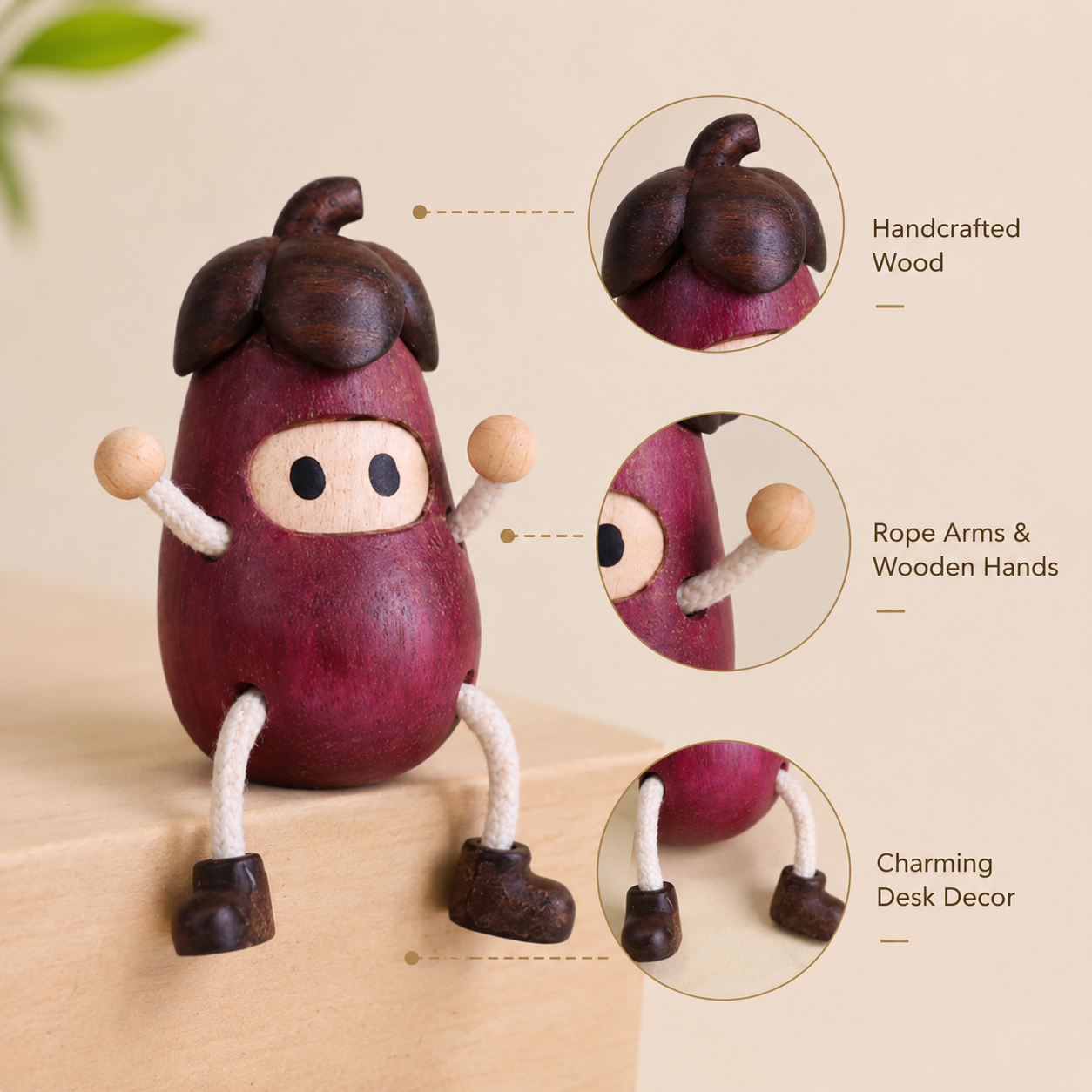 Fun Handmade Wooden Ornaments, Cute Creative Desktop Decorations