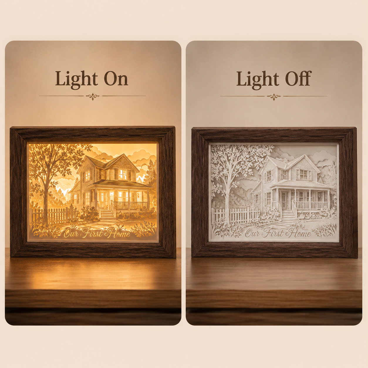 Personalized First Home Paper Light Box – Custom House Portrait