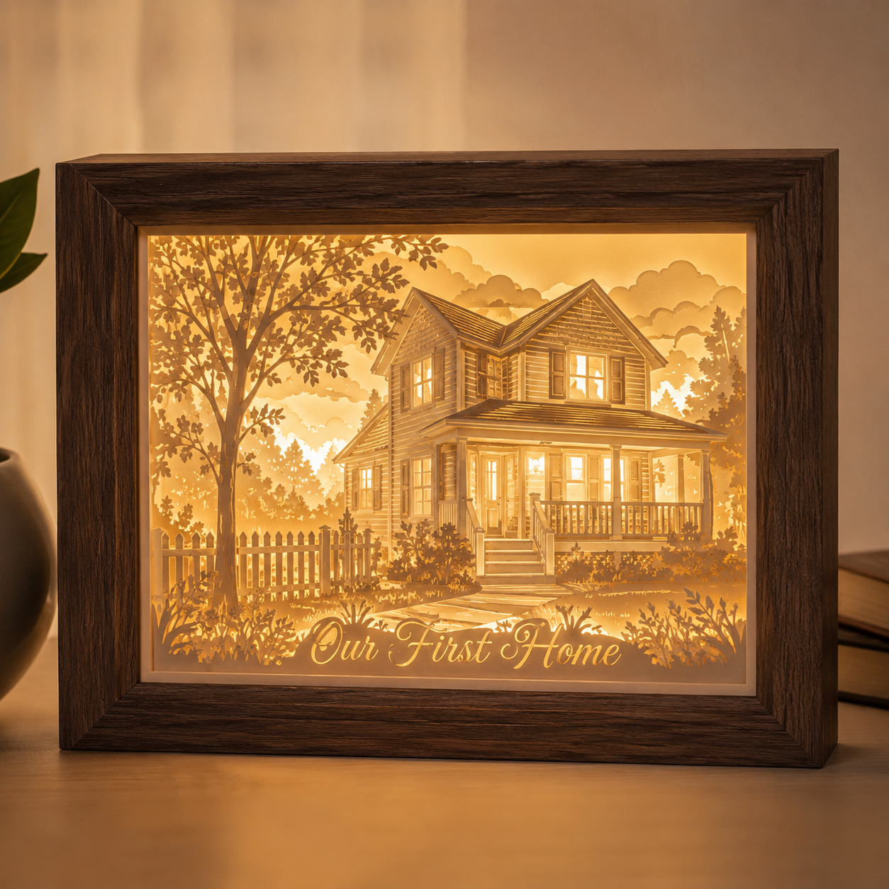 Personalized First Home Paper Light Box – Custom House Portrait