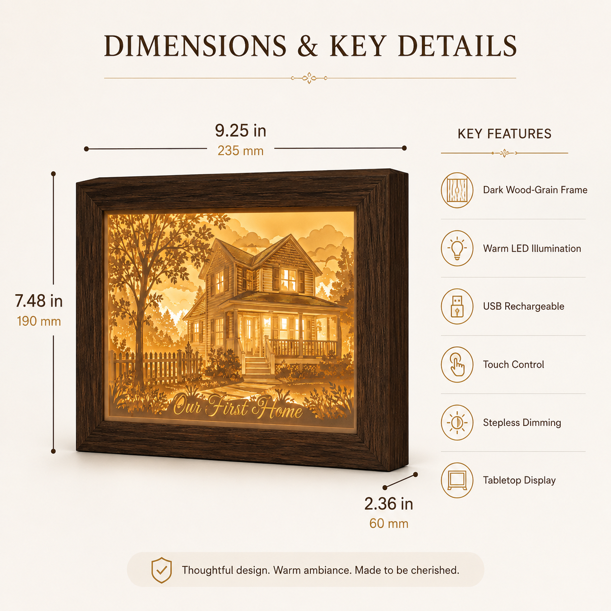 Personalized First Home Paper Light Box – Custom House Portrait