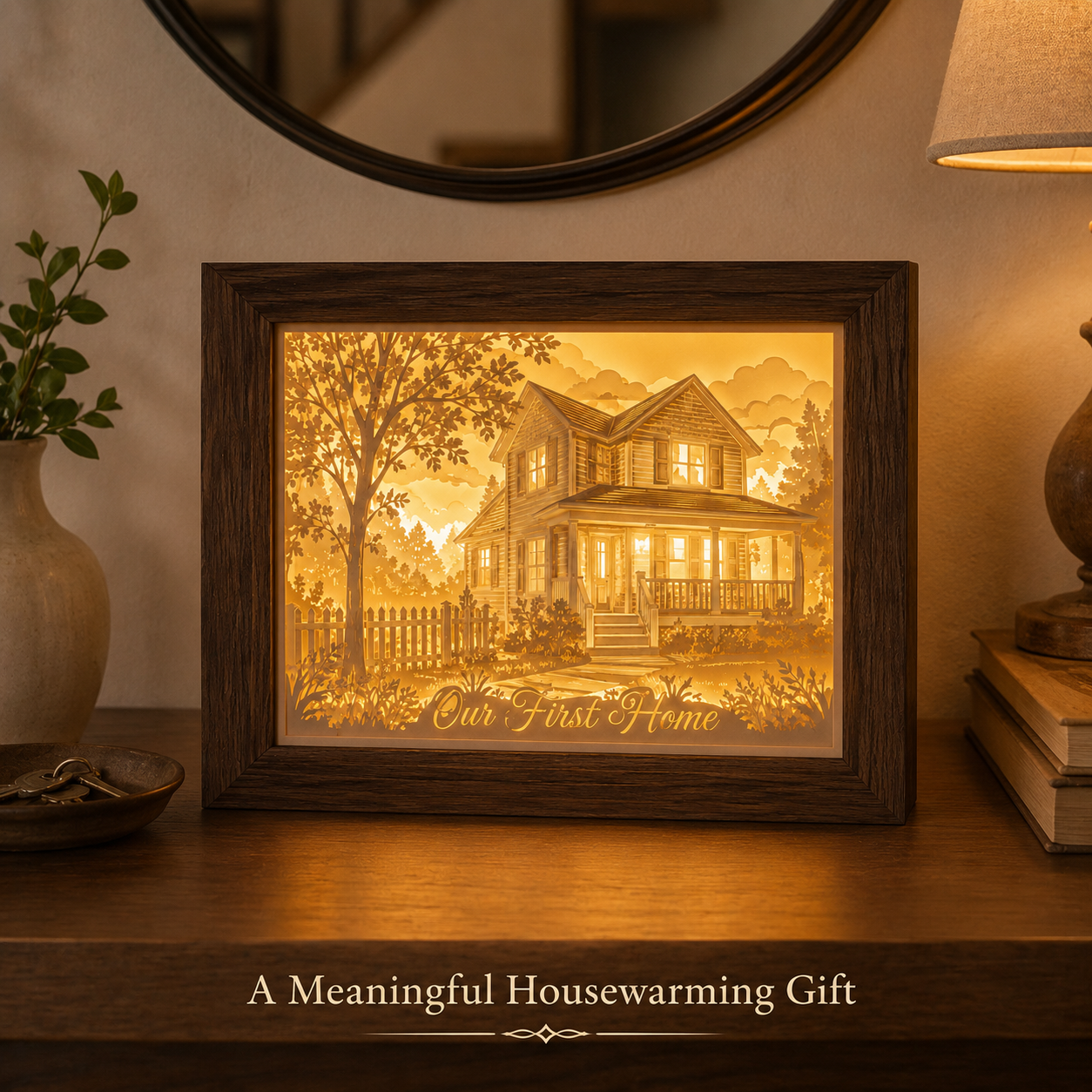 Personalized First Home Paper Light Box – Custom House Portrait
