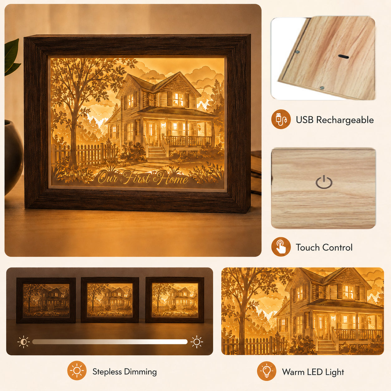 Personalized First Home Paper Light Box – Custom House Portrait