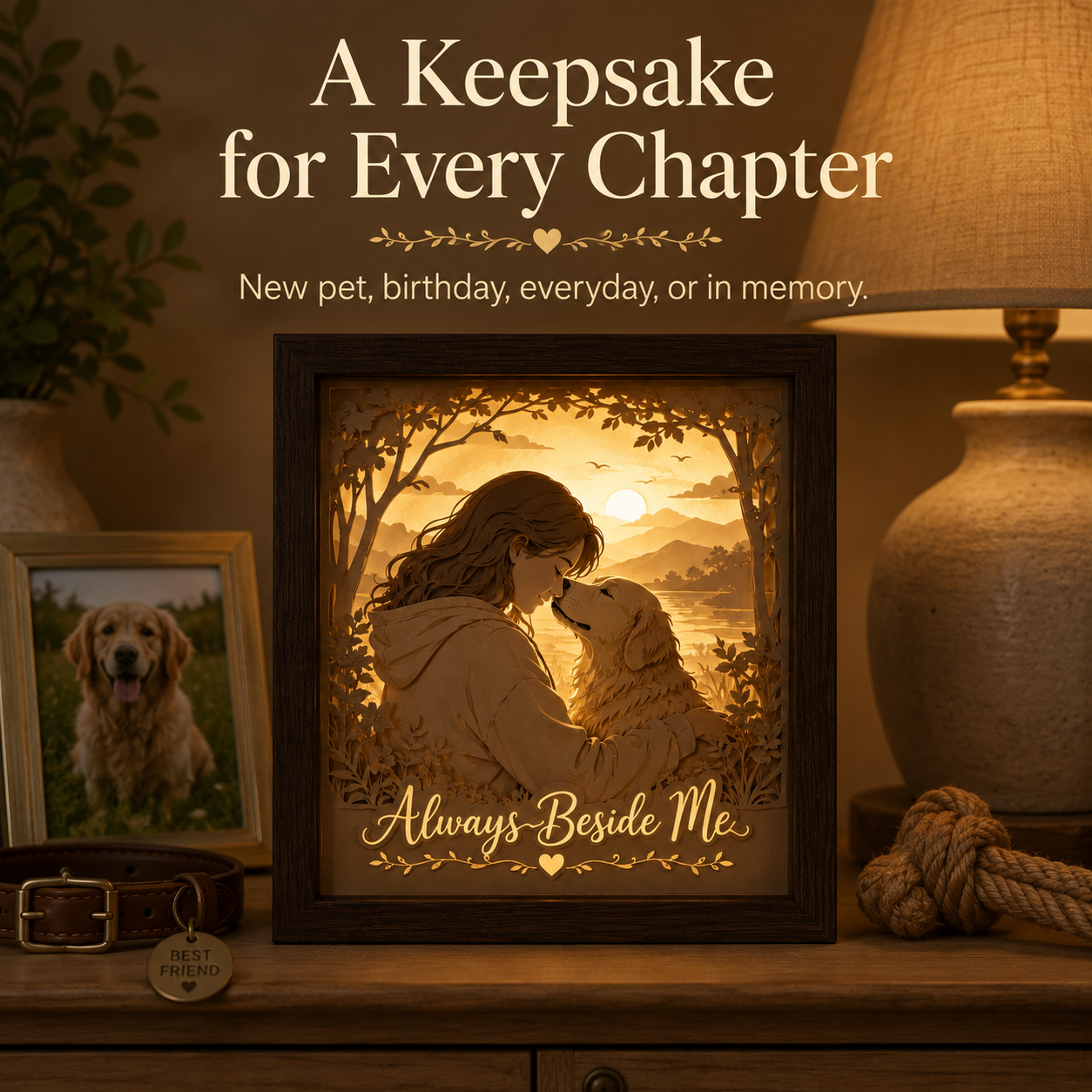 Always Beside Me Personalized Pet & Family Paper Light Box