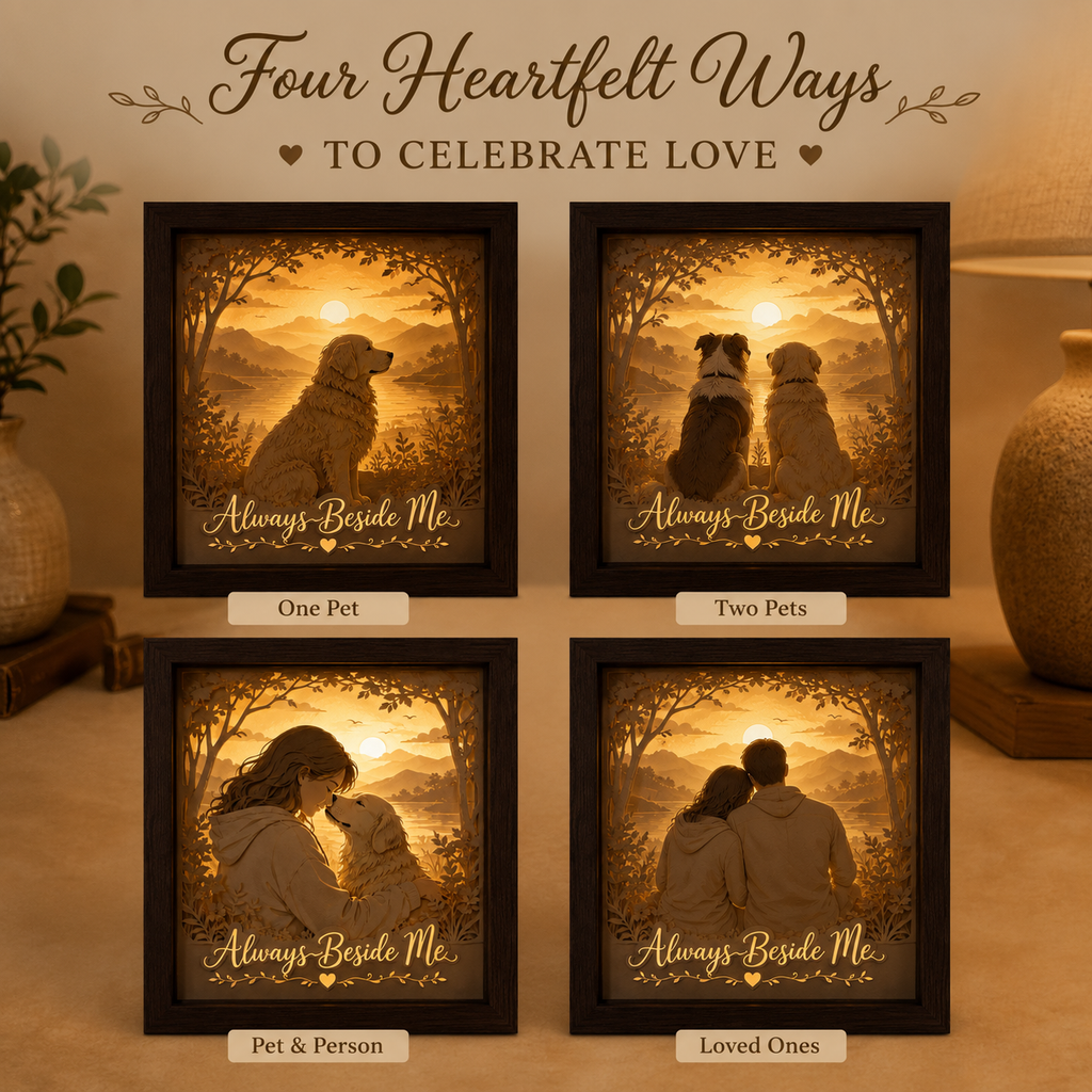 Always Beside Me Personalized Pet & Family Paper Light Box