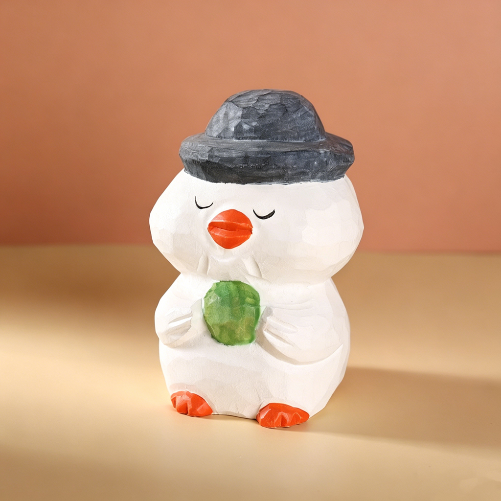 Cute Handmade Wooden Duck Ornaments, Creative Tabletop Art Decor for Home Office Car Decoration