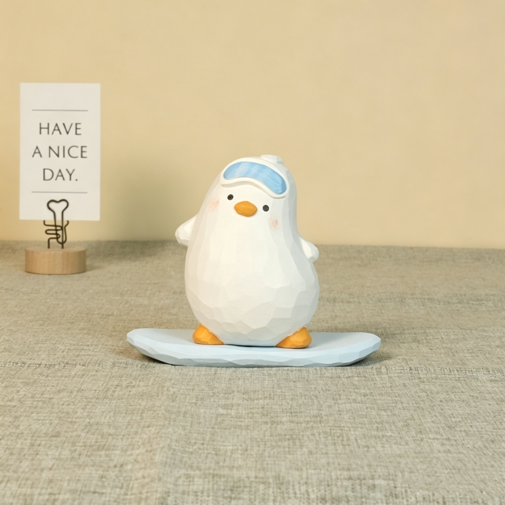 Cute Handmade Wooden Duck Ornaments, Creative Tabletop Art Decor for Home Office Car Decoration