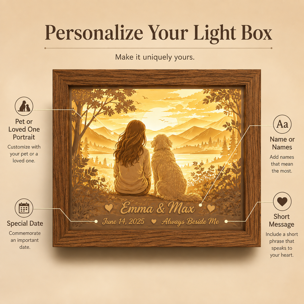 Always Beside Me Personalized Pet & Family Paper Light Box