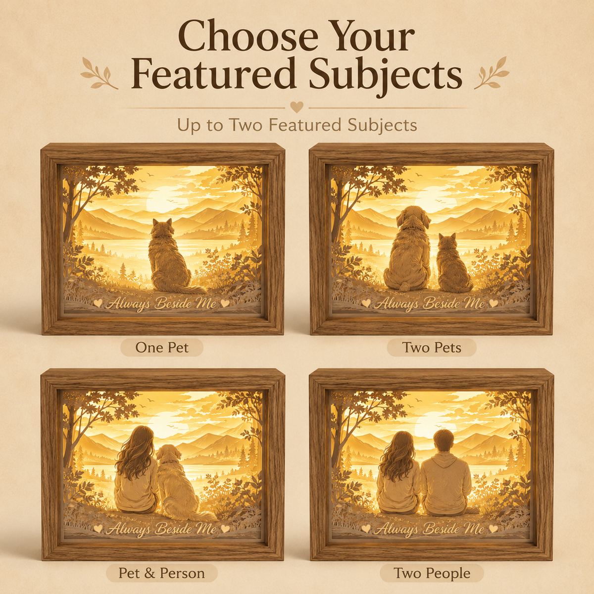 Always Beside Me Personalized Pet & Family Paper Light Box