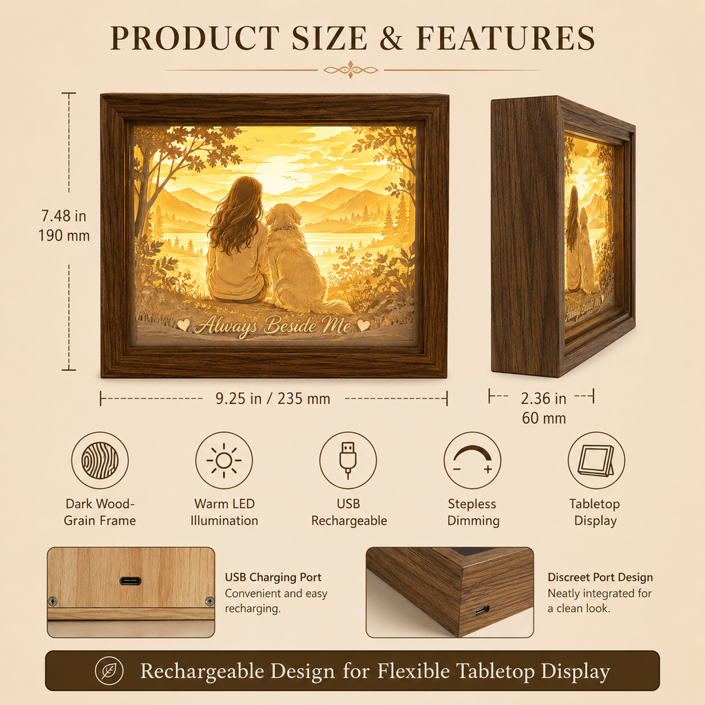 Always Beside Me Personalized Pet & Family Paper Light Box