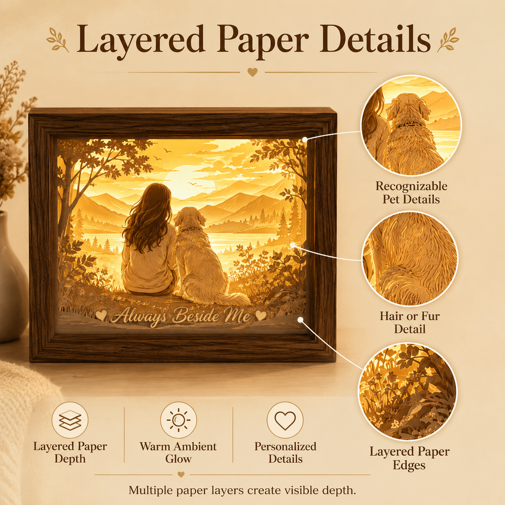 Always Beside Me Personalized Pet & Family Paper Light Box