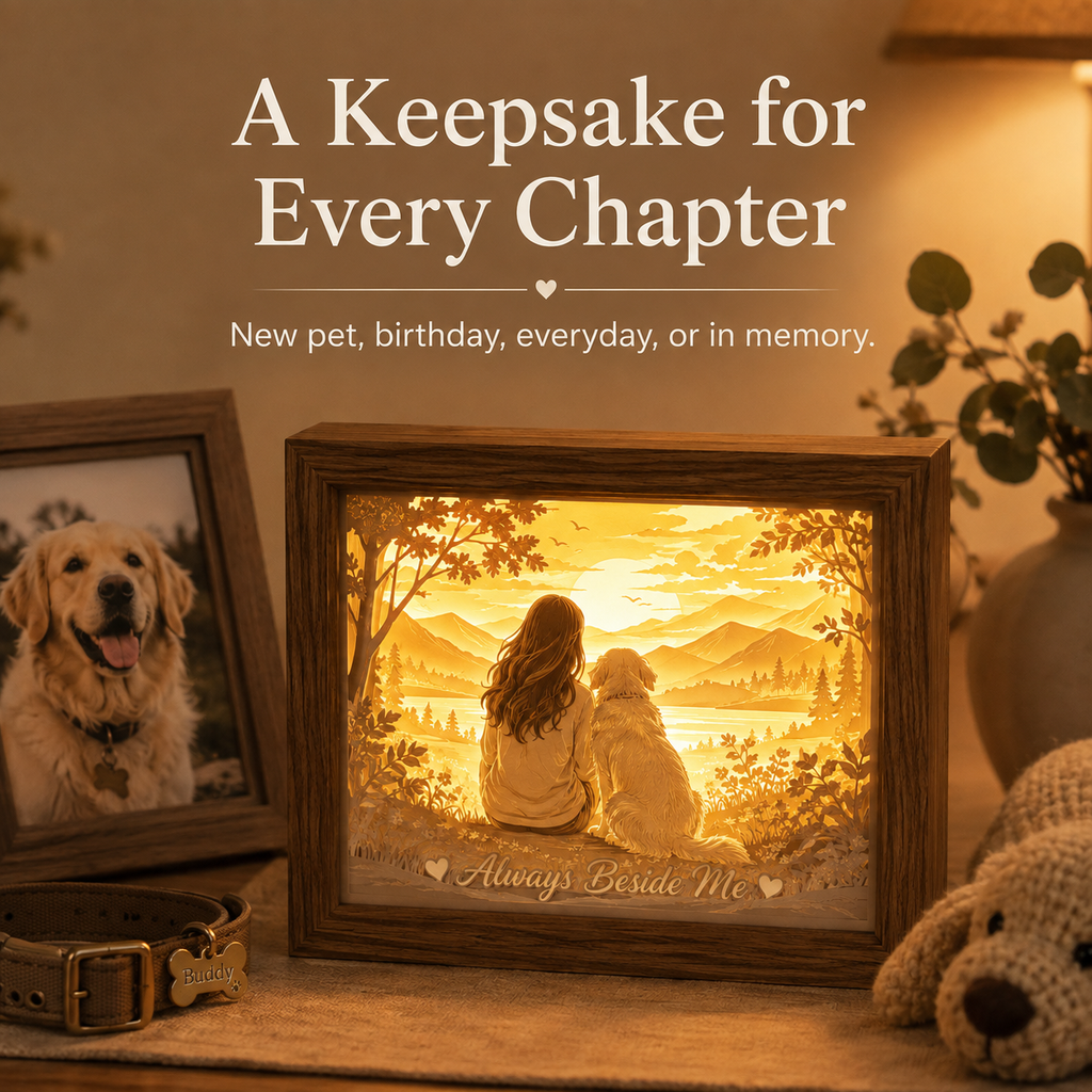 Always Beside Me Personalized Pet & Family Paper Light Box