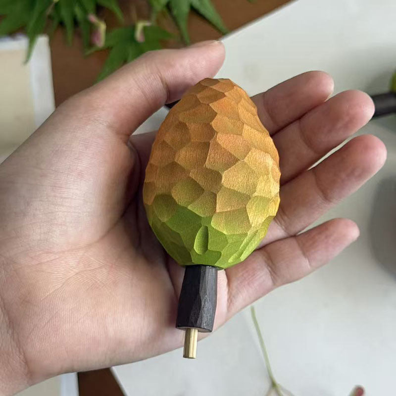 Hand-Carved Wooden Tree Ornament, Compatible with Cottage & Cute Wood-Carved Animals, Desktop Decoration, Whimsical Wood Carving Home Decor, Unique Gift for Desk & Shelf