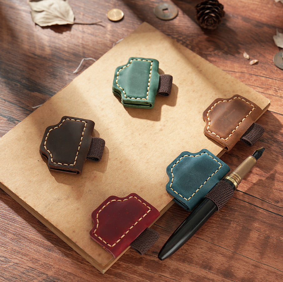 Genuine Leather Magnetic Bookmark Clip | Hand-Stitched Crazy Horse Leather | Vintage Retro Page Holder & Creative Gift