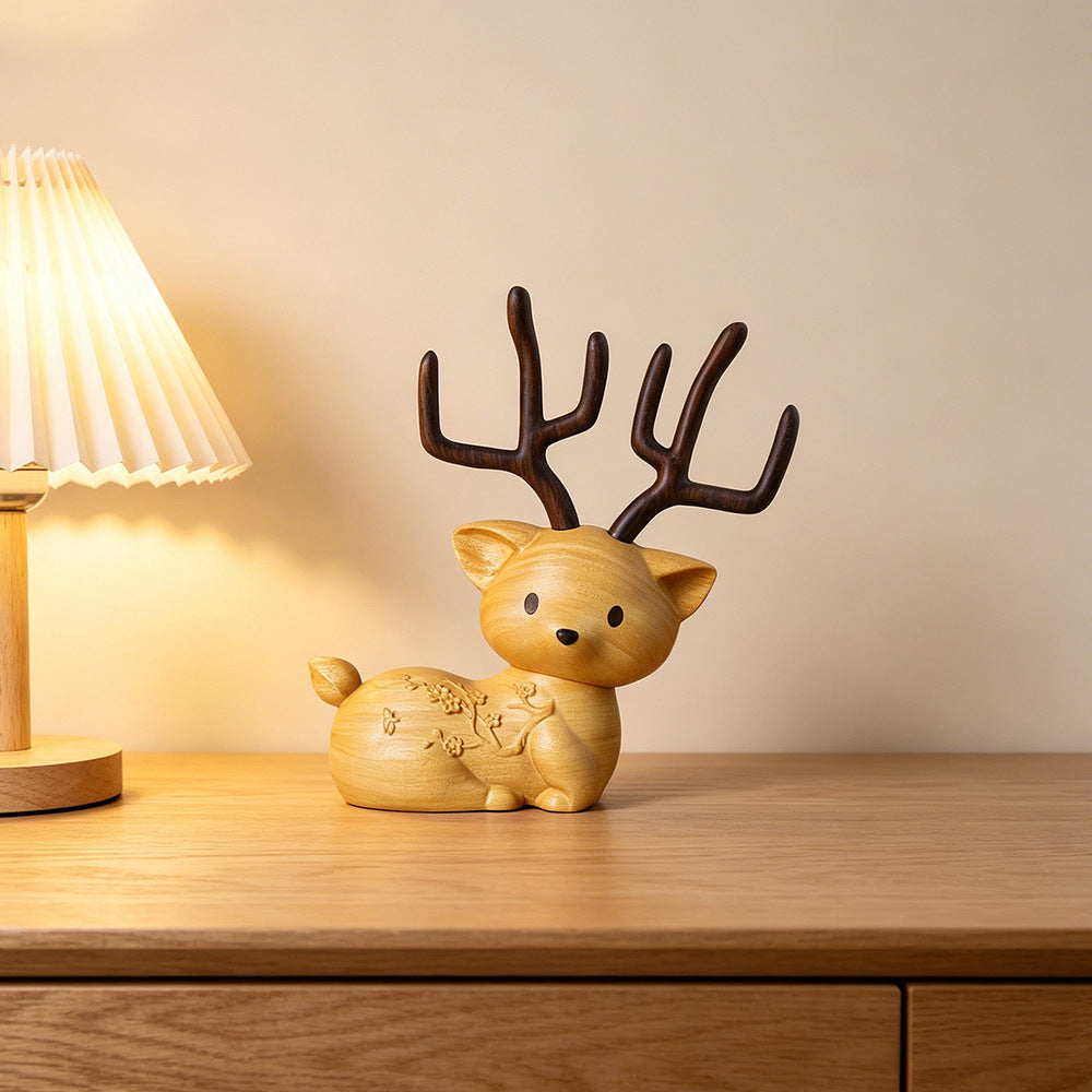 Wooden Sika Deer Display