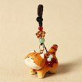 Handmade Carved Wooden Animal Keychain, Peach Blossom Charm for Keys & Bags